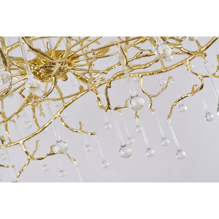 Brass and Crystal 14-Light Plug-in Chandelier