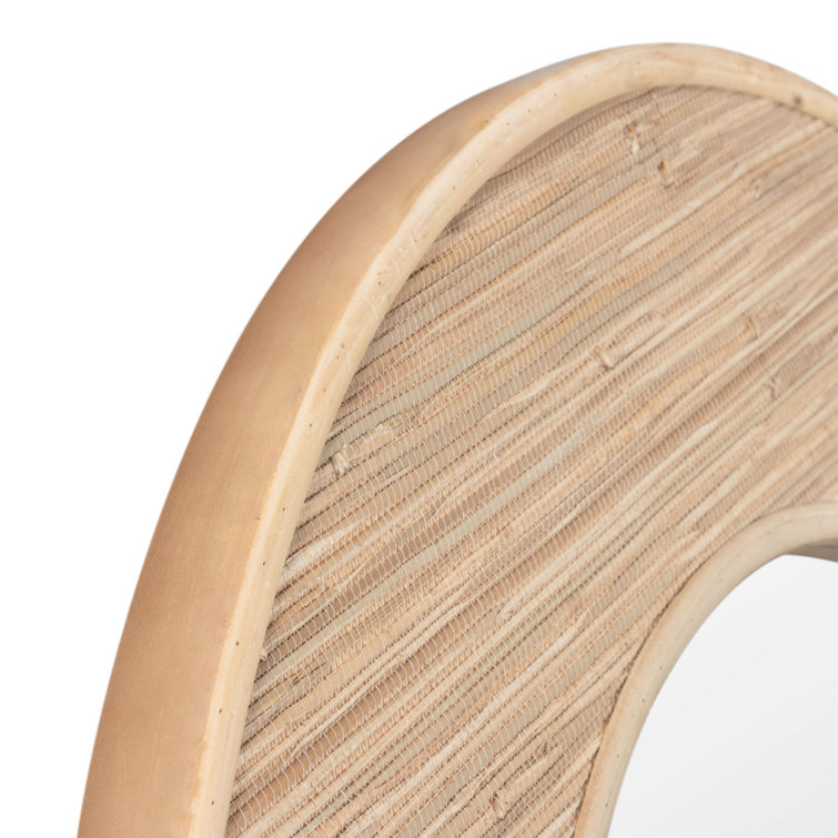 Natural Wood Round Rattan Framed Mirror, 34''