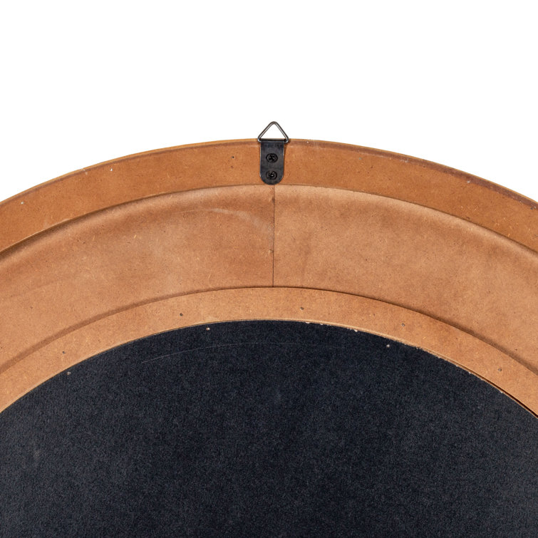 Natural Wood Round Rattan Framed Mirror, 34''