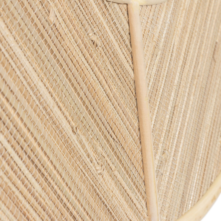 Natural Wood Round Rattan Framed Mirror, 34''