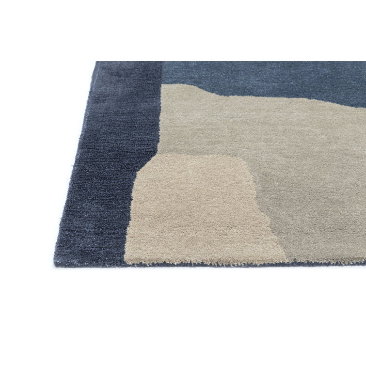 Linn Blue and Gray Abstract Tufted Wool Viscose Rug