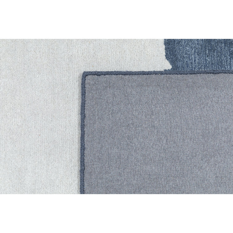 Linn Blue and Gray Abstract Tufted Wool Viscose Rug