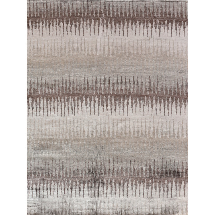 Gray Hand-Knotted Viscose 8' x 10' Area Rug