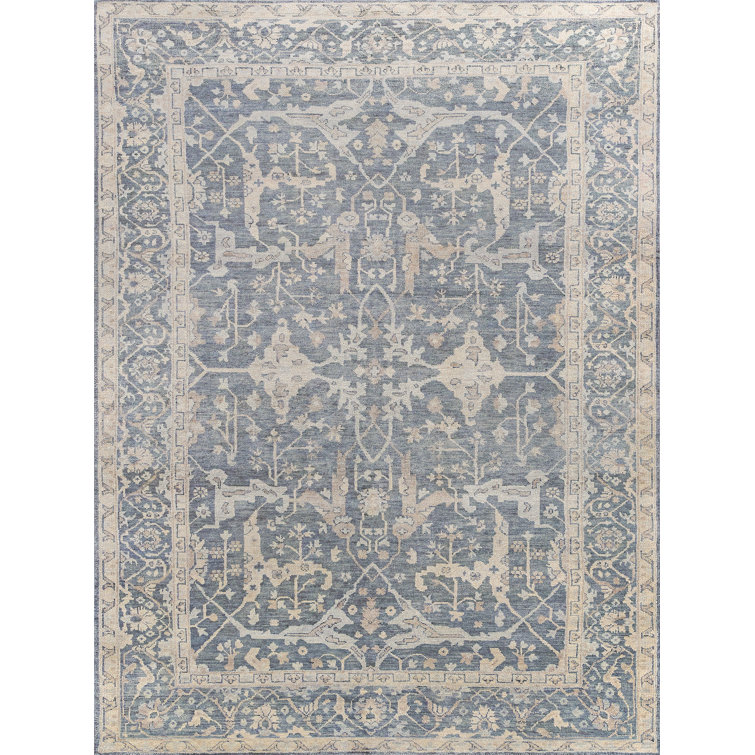 Hand-Knotted Blue Wool Oriental 10' x 14' Rug
