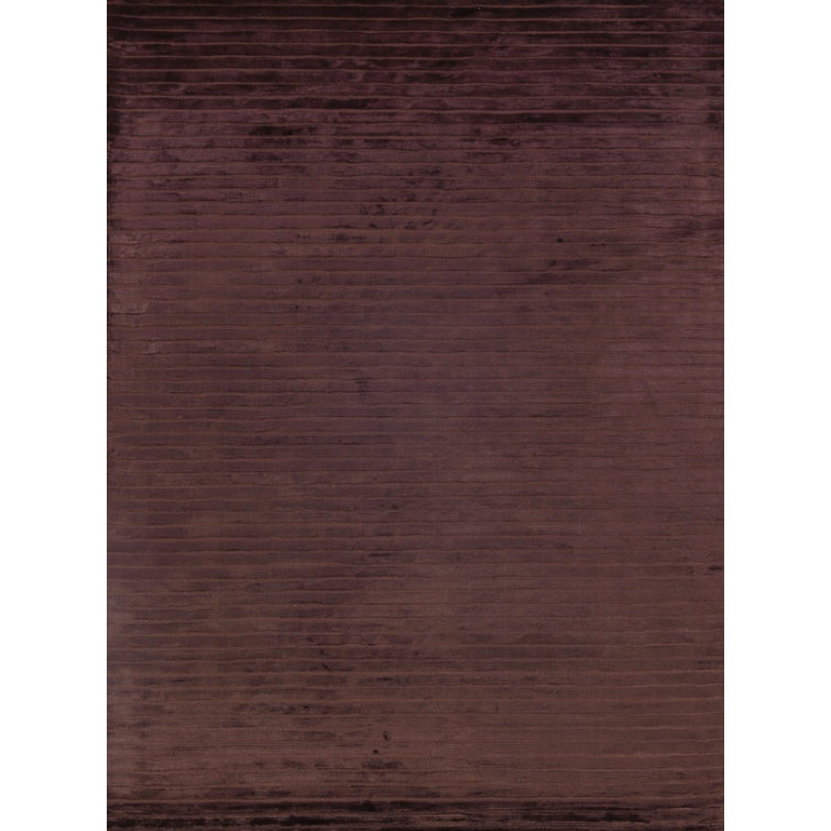 Handmade Chocolate Striped 6' x 9' Viscose Area Rug
