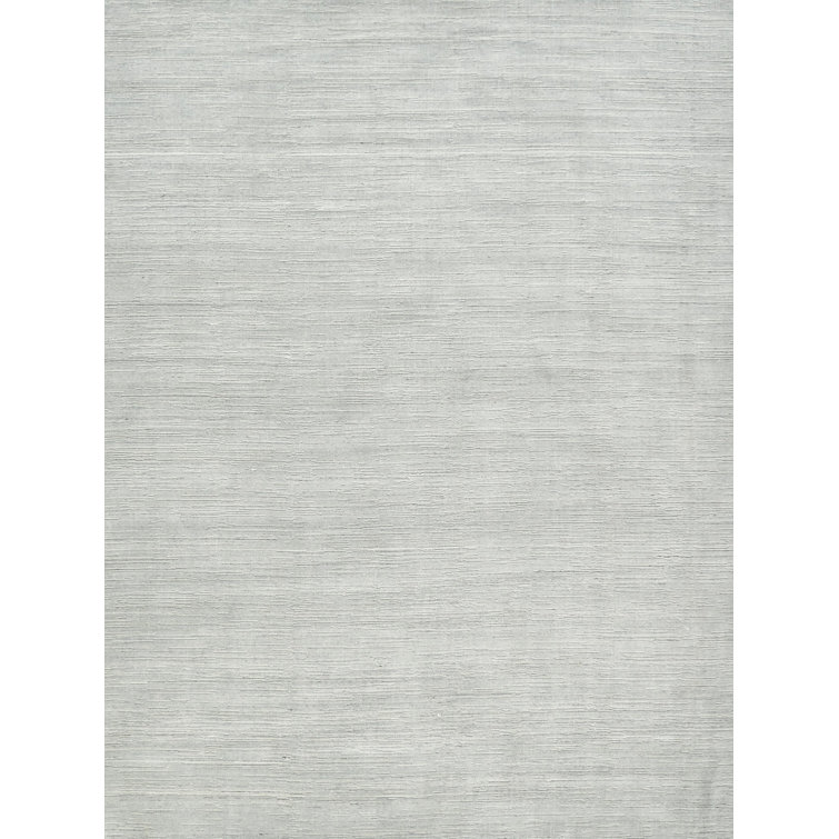 Palazzo Aqua and Ivory Handmade Wool and Viscose Area Rug