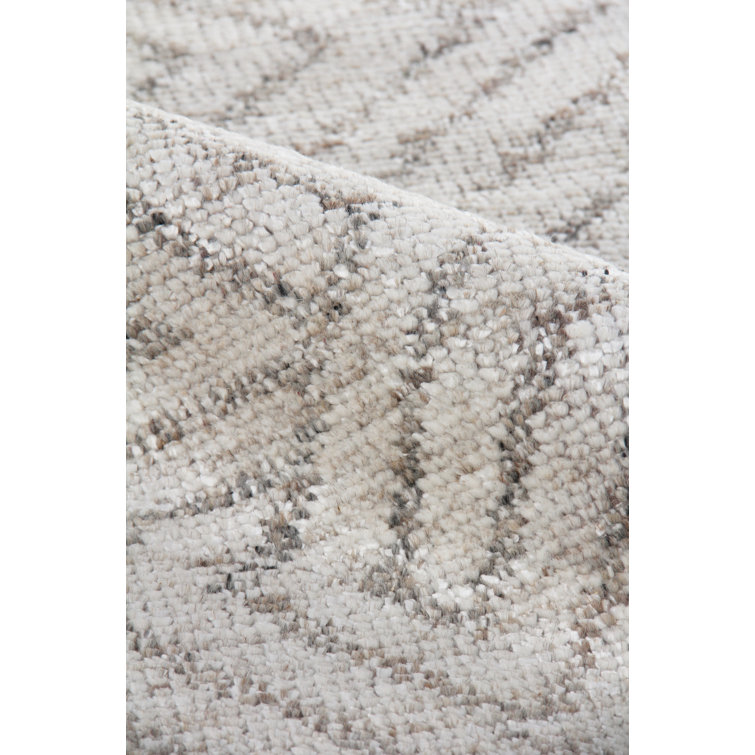 Eaton Beige Geometric Hand-Knotted Wool and Viscose Rug, 8' x 10'