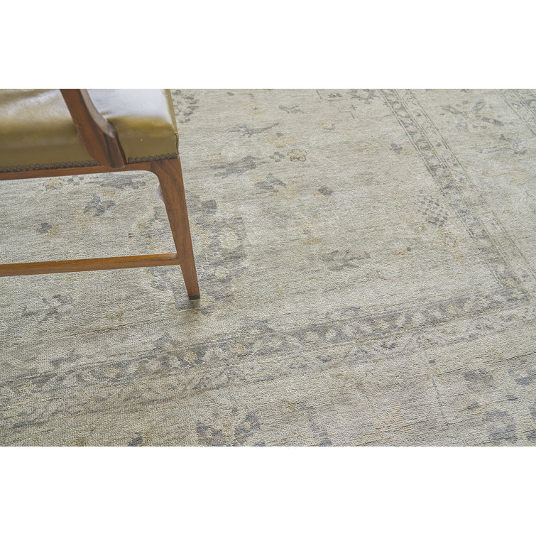 Antique Weave Oushak Hand-Knotted Brown/White Wool Area Rug