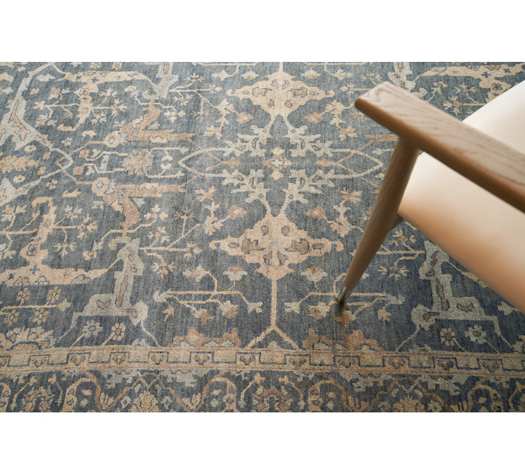 Hand-Knotted Blue Wool Oriental 10' x 14' Rug
