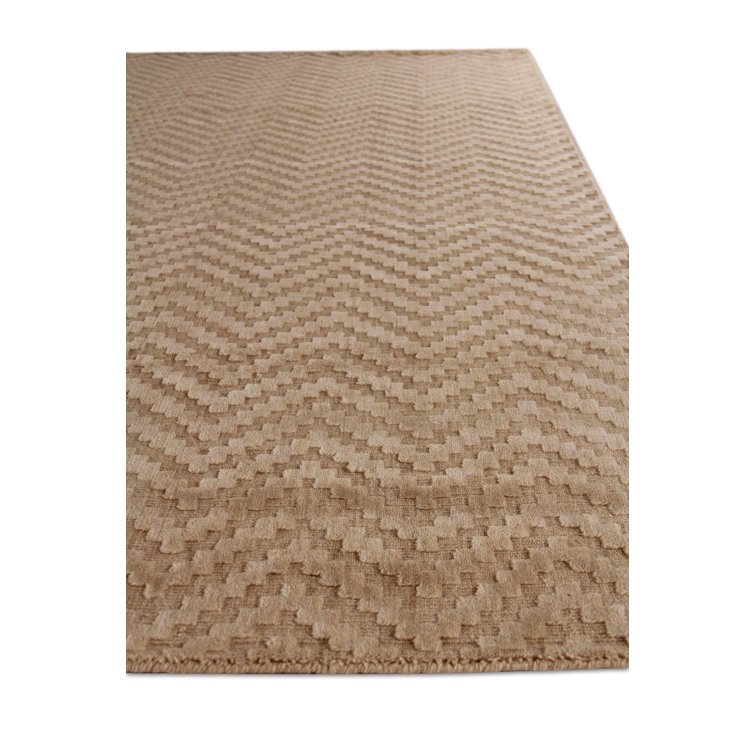 Demani Handmade Chevron Geometric Brown Wool Rug 6' x 9'