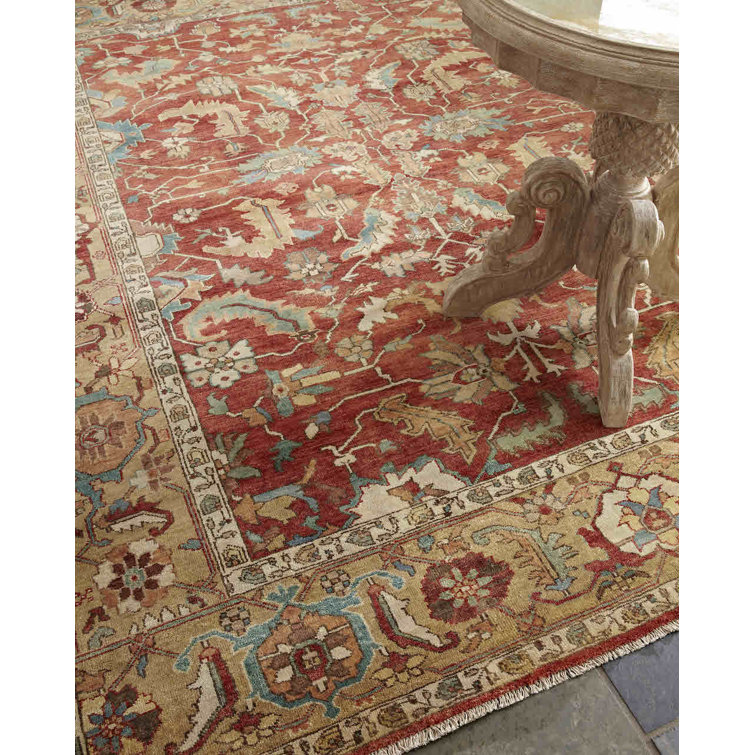 Hand-Knotted Red Wool 10' x 14' Oriental Rug