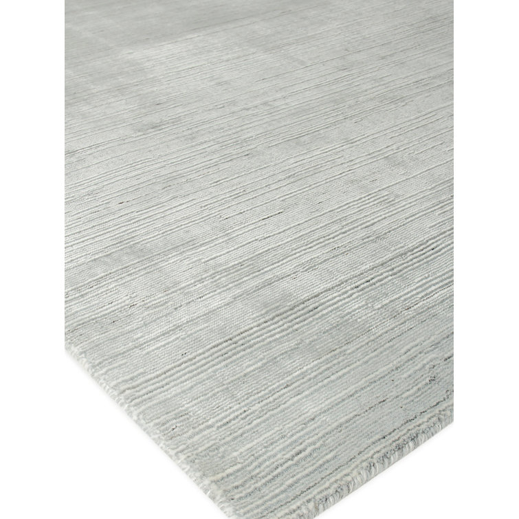 Palazzo Aqua and Ivory Handmade Wool and Viscose Area Rug