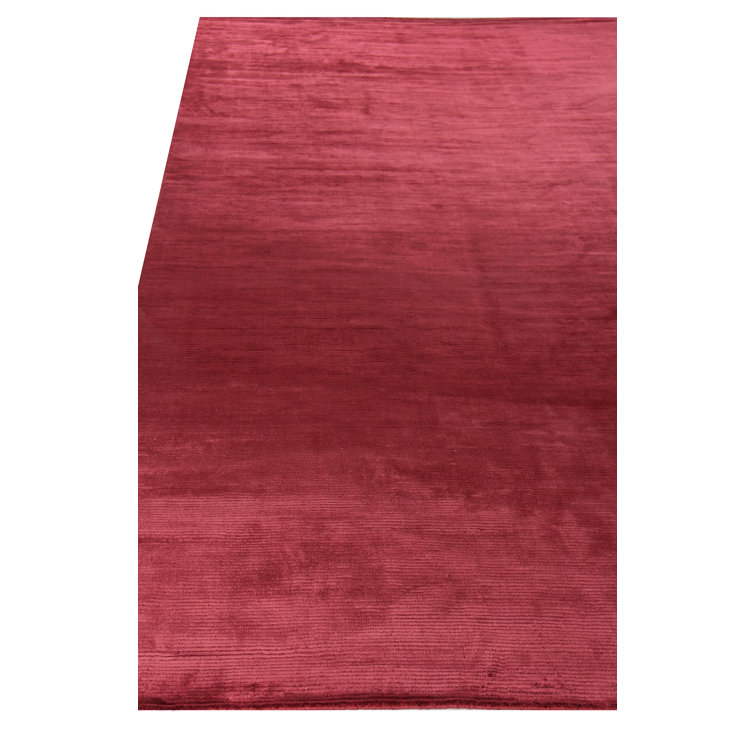 Handmade Red Viscose and Cotton Rectangular Area Rug