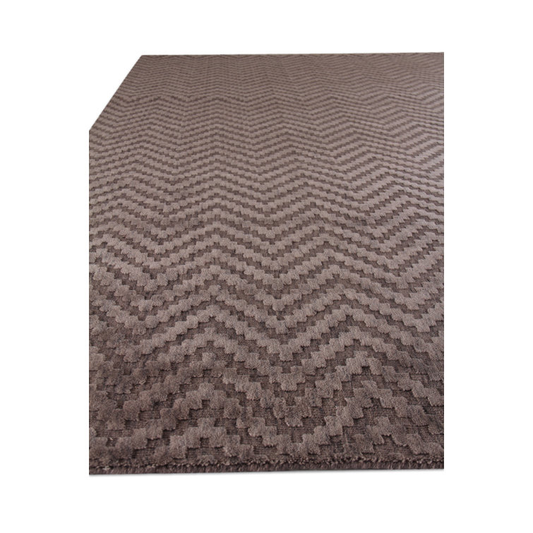 Demani Brown Geometric Hand Woven Wool Area Rug