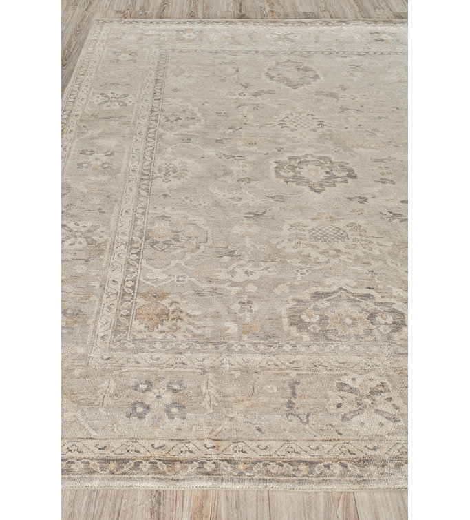 Antique Weave Oushak Hand-Knotted Brown/White Wool Area Rug