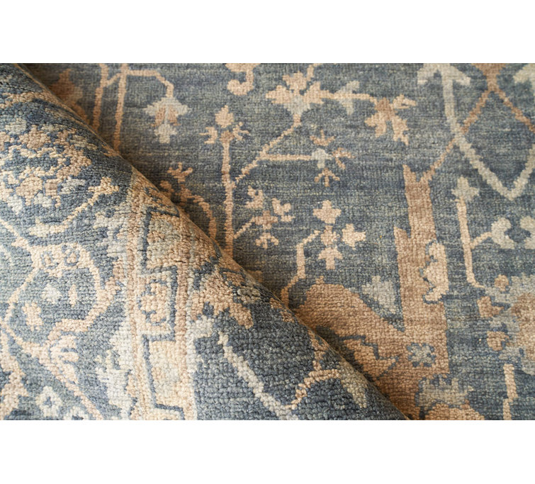 Hand-Knotted Blue Wool Oriental 10' x 14' Rug