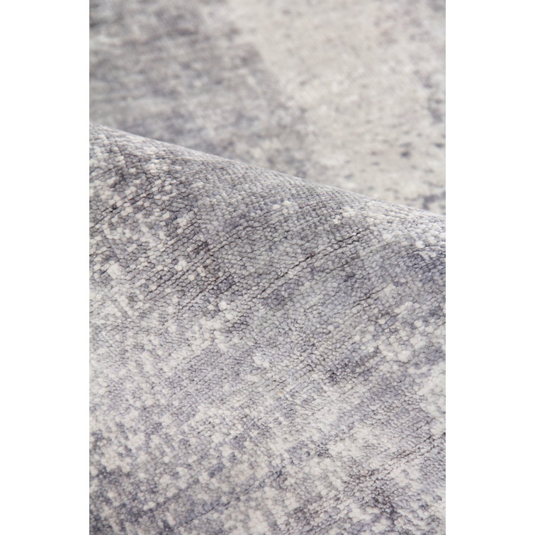 Ivory and Silver Hand-Knotted Silk 10' x 14' Rug