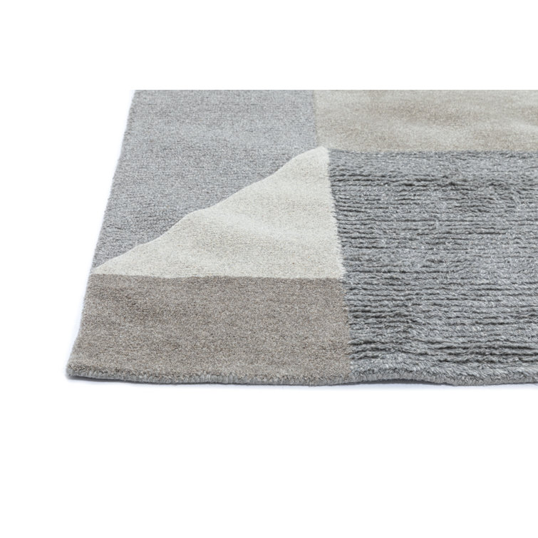 Handmade Blue and Gray Abstract Wool Rug 5' x 8'