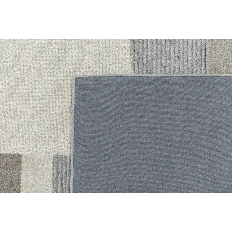 Handmade Blue and Gray Abstract Wool Rug 5' x 8'
