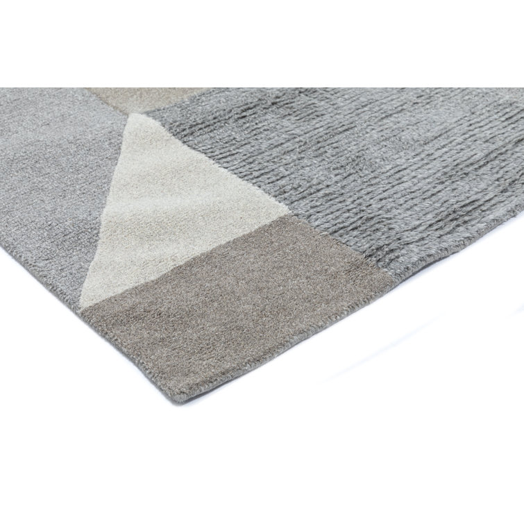 Handmade Blue and Gray Abstract Wool Rug 5' x 8'
