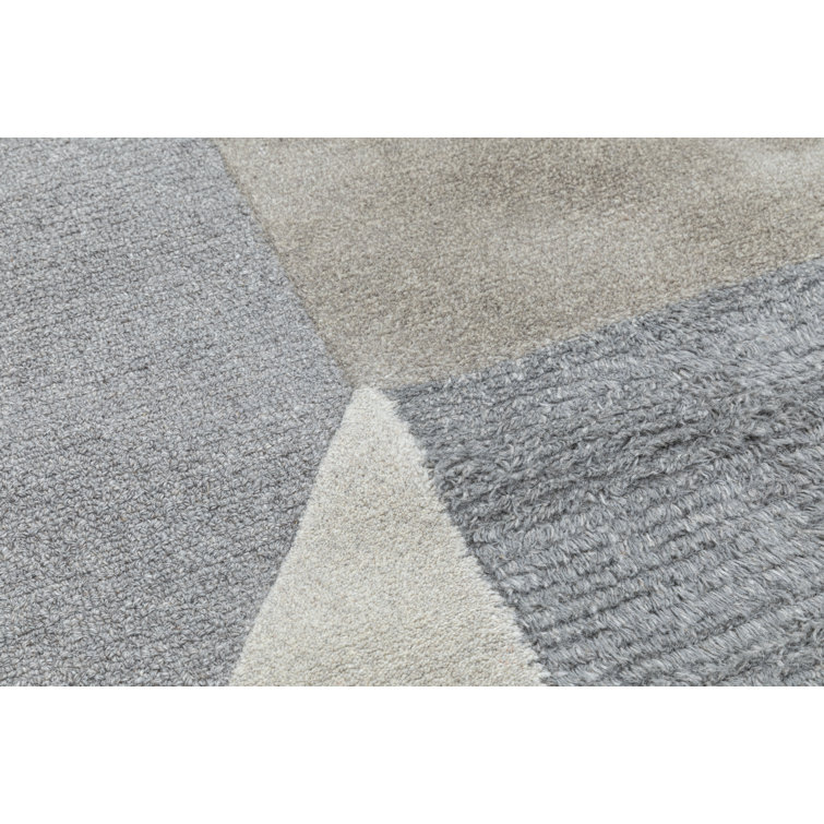 Handmade Blue and Gray Abstract Wool Rug 5' x 8'