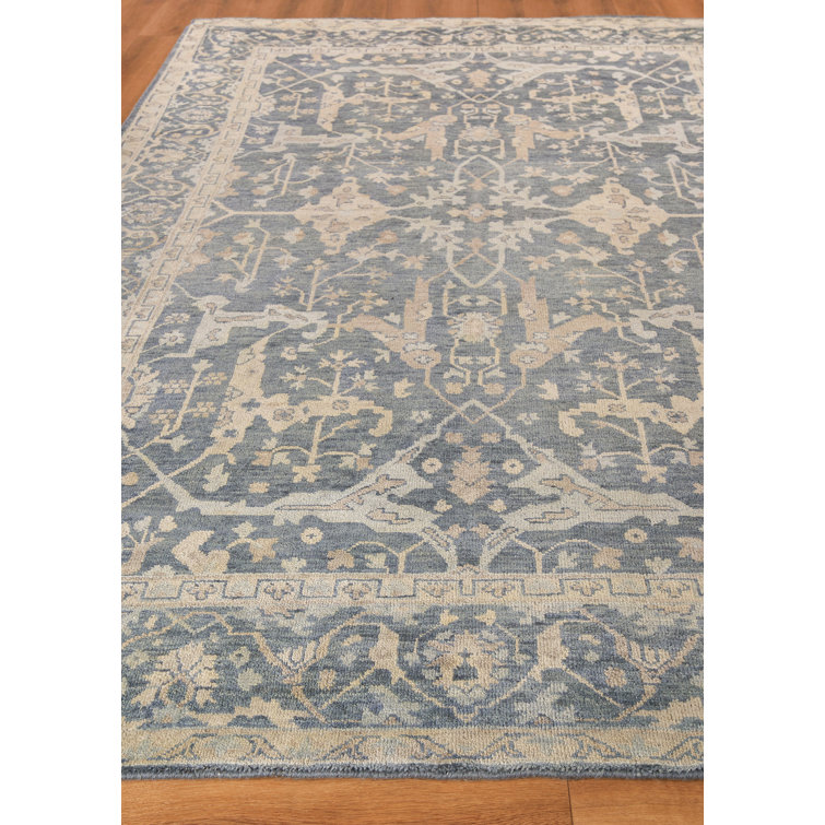 Hand-Knotted Blue Wool Oriental 10' x 14' Rug