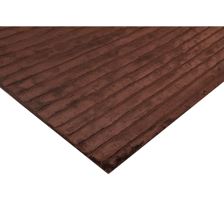 Handmade Chocolate Striped 6' x 9' Viscose Area Rug
