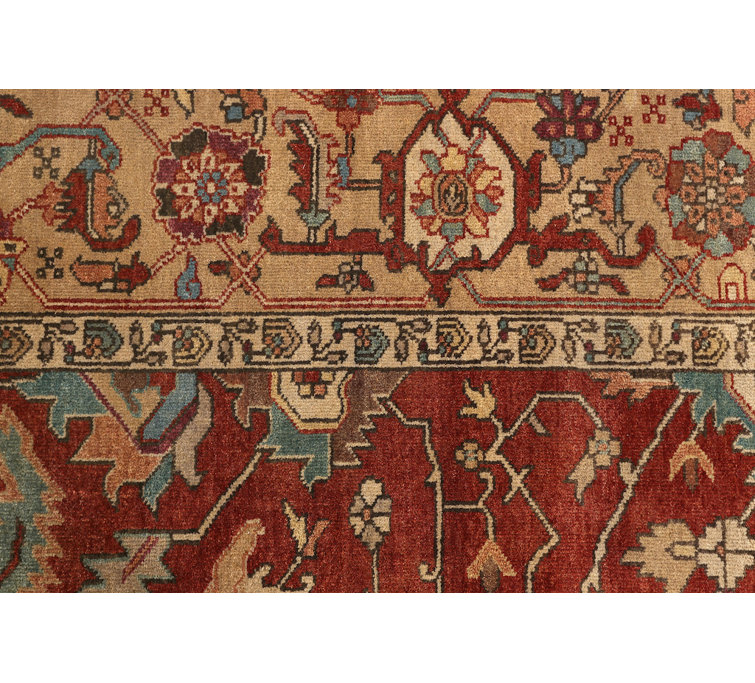 Hand-Knotted Red Wool 10' x 14' Oriental Rug