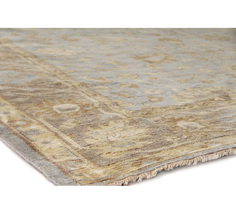 Hand-Knotted Gray and Blue Wool Oriental 8' x 10' Rug