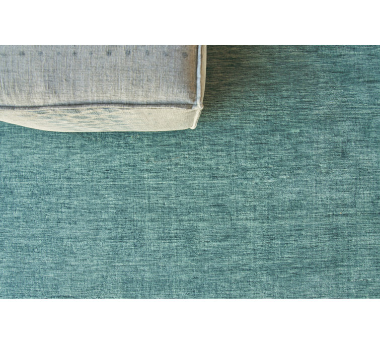 Handmade Soft Teal Wool Rectangular 8' x 10' Rug