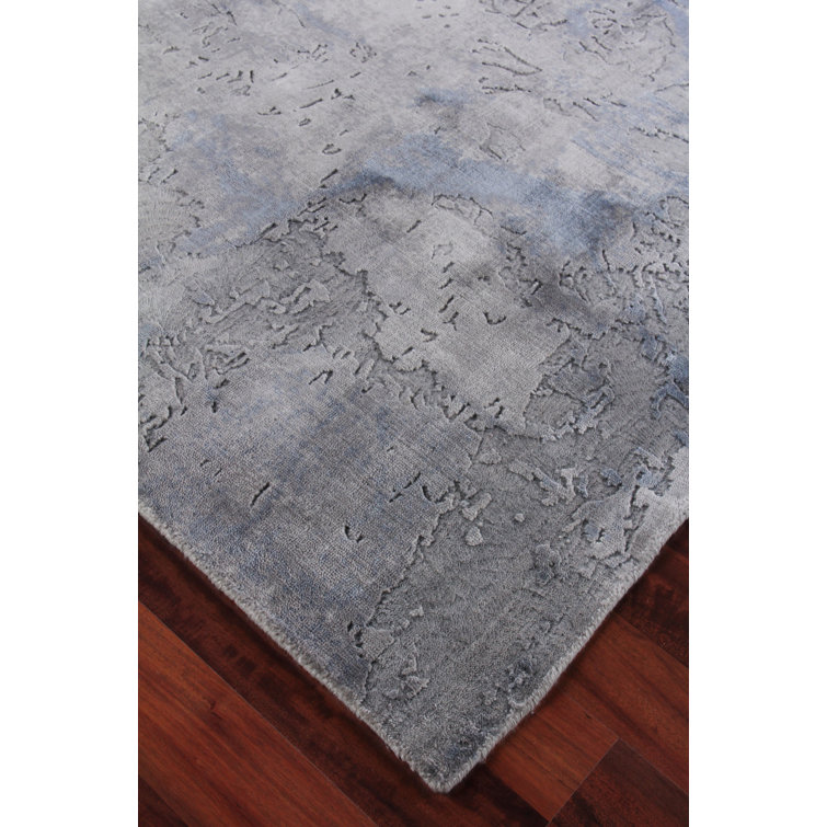 Handmade Gray Abstract Viscose Cotton 10' x 14' Rug