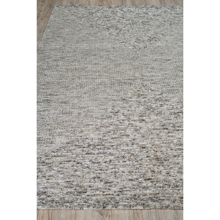 Crescent Geometric Hand-Knotted Wool Rug - Gray 10' x 14'
