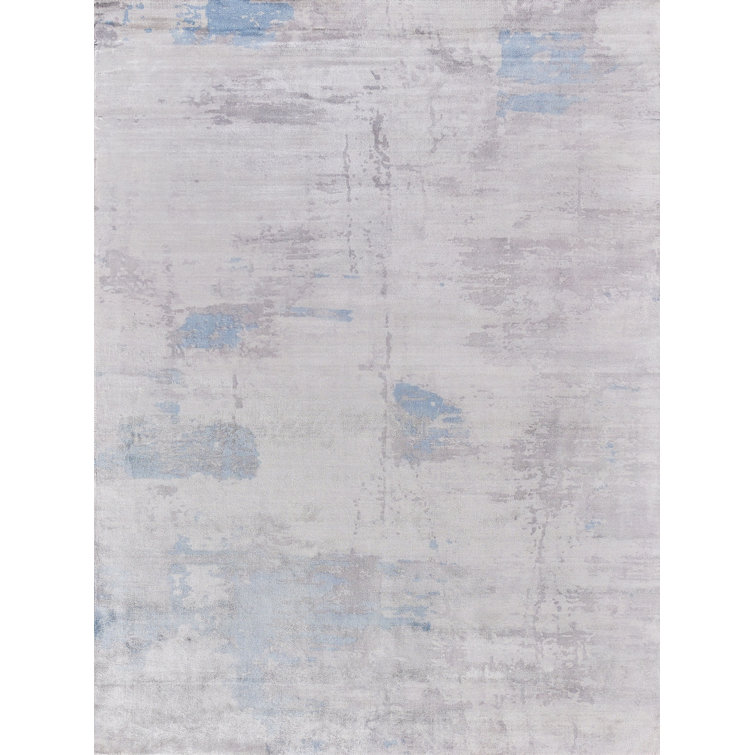 Cassina 12' x 15' Gray and Blue Abstract Handmade Rug