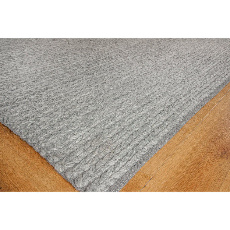 Handmade Dark Gray Braided Cotton and Synthetic Area Rug