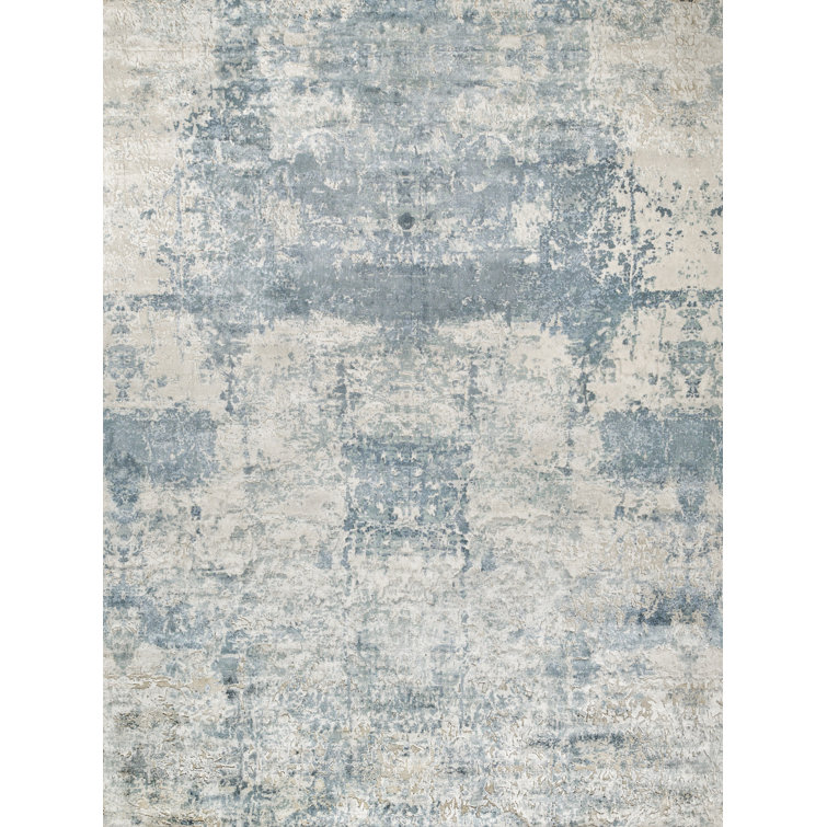 Handmade Ivory Abstract 9' x 12' Viscose Area Rug