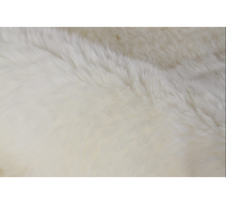 Ivory Sheepskin High Pile Flat Woven Area Rug