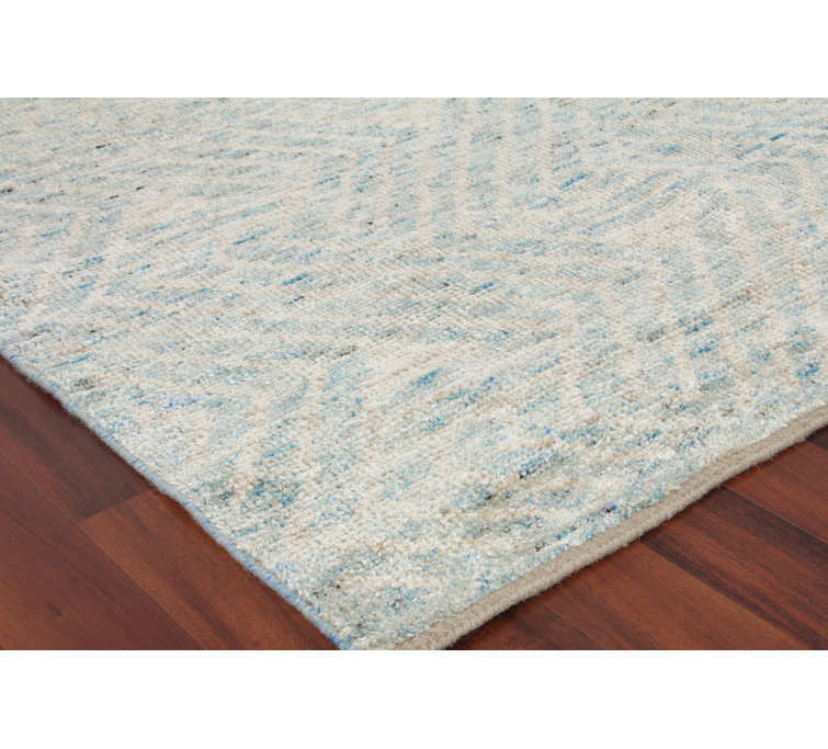 Eaton Blue and Ivory Hand-Knotted Wool Area Rug