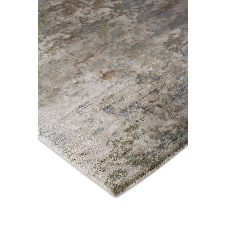 Handmade Brown/Ivory Abstract Viscose Rectangular Rug 8' x 10'