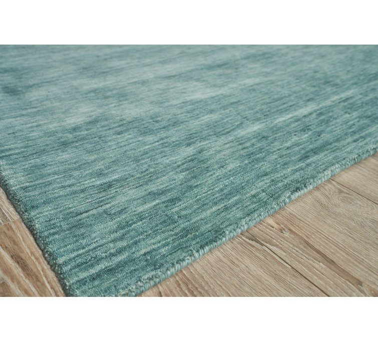 Handmade Soft Teal Wool Rectangular 8' x 10' Rug