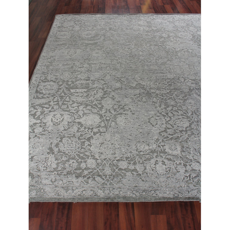 Jangal Silver & Gray Hand-Knotted Wool-Silk 9' x 12' Area Rug