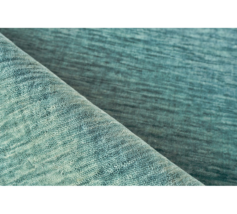 Handmade Soft Teal Wool Rectangular 8' x 10' Rug