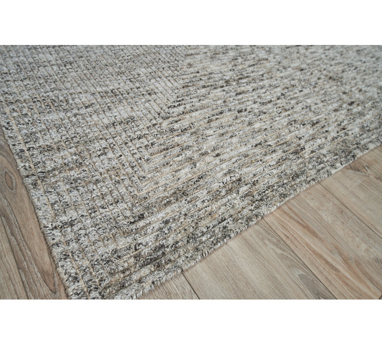 Gray Geometric Hand-Knotted Wool Rectangular Area Rug 14' x 18'