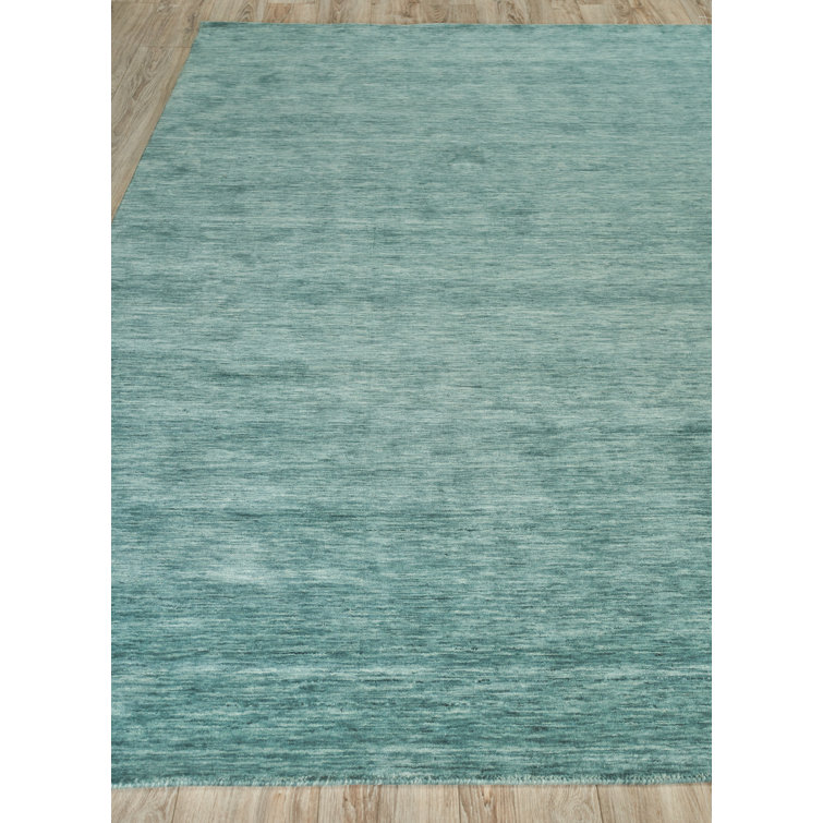 Handmade Soft Teal Wool Rectangular 8' x 10' Rug