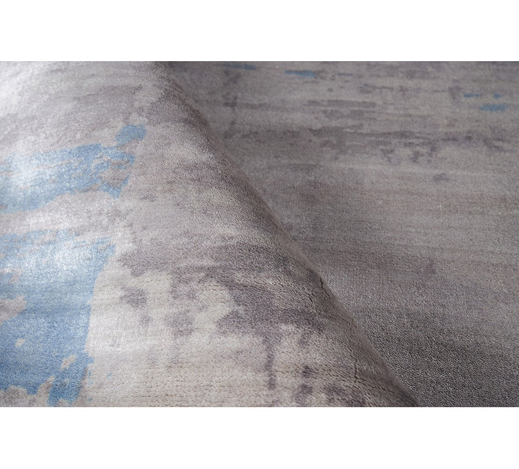 Cassina 12' x 15' Gray and Blue Abstract Handmade Rug