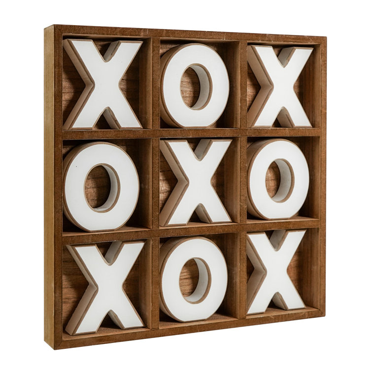 Farmhouse-Style Large Wooden Tic-Tac-Toe Game and Coffee Table Decor
