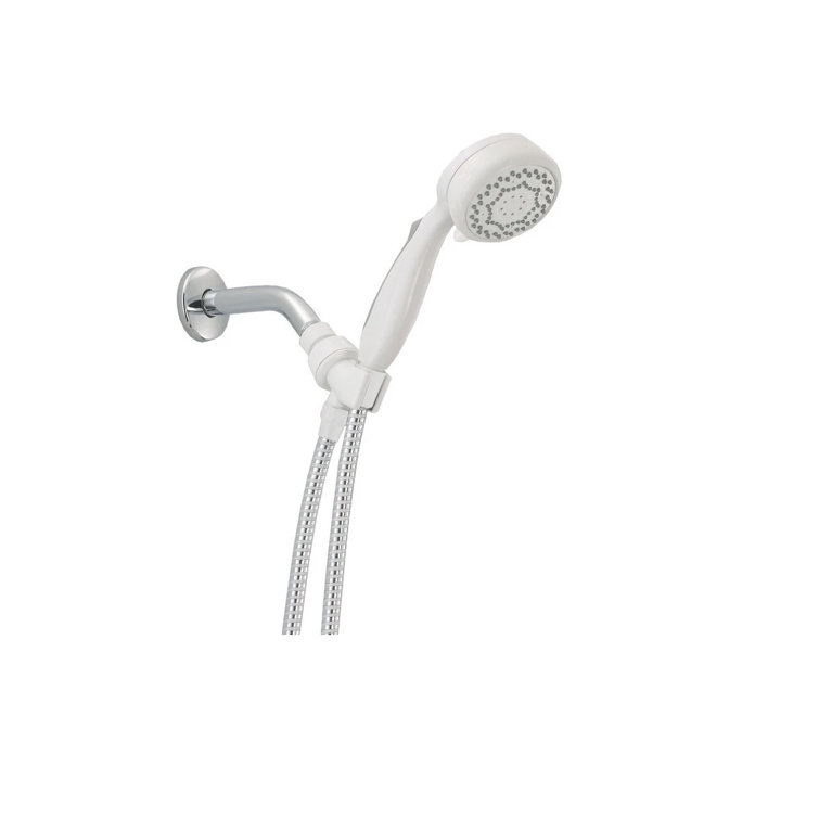 White Adjustable Handheld Showerhead with 7 Spray Settings