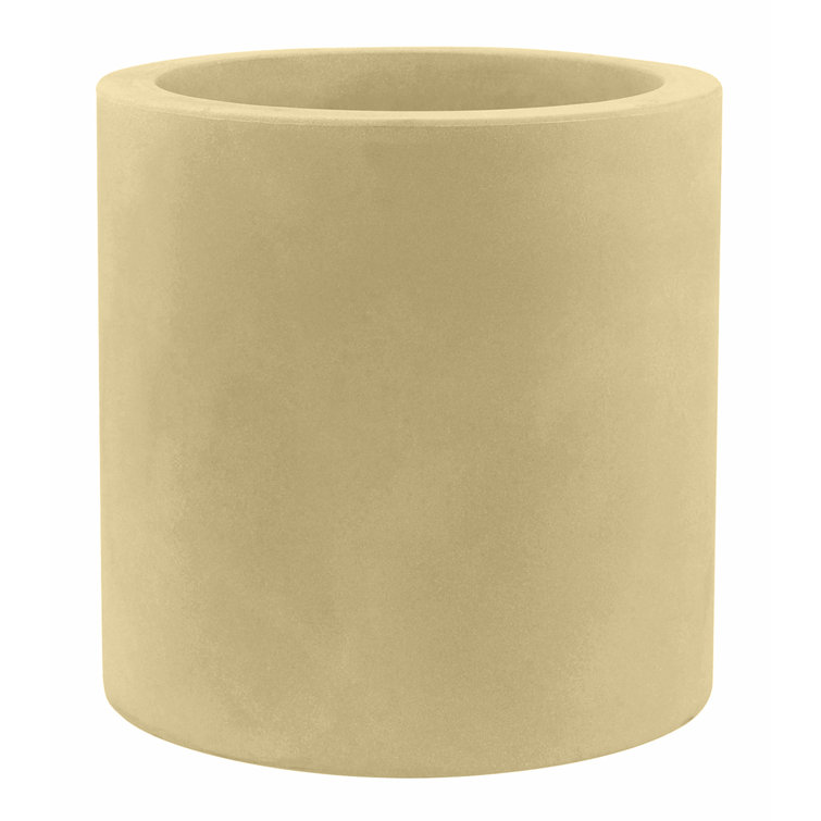 White Matte Polyethylene Cylinder Pot Planter, 15.75"