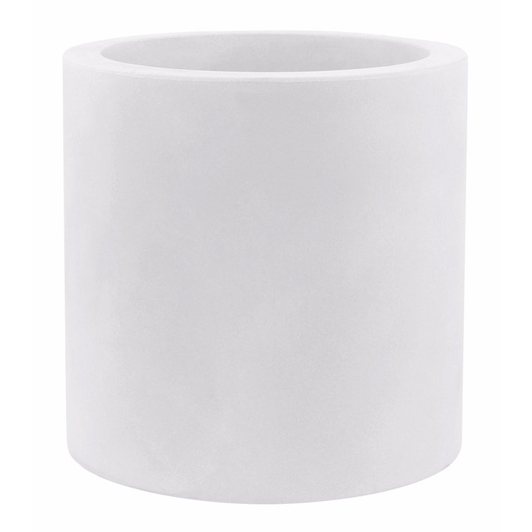 White Matte Polyethylene Cylinder Pot Planter, 15.75"