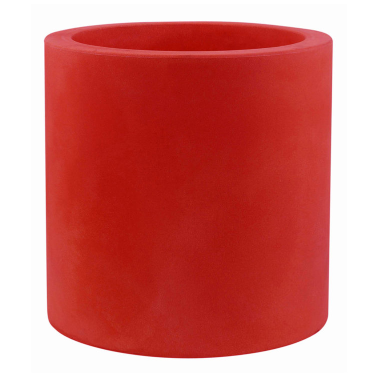 White Matte Polyethylene Cylinder Pot Planter, 15.75"