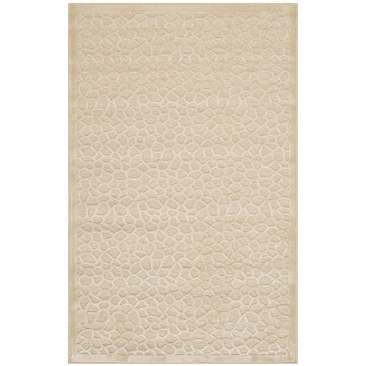 Cream Tufted Handmade Viscose Rectangular Rug 4' x 5'7"